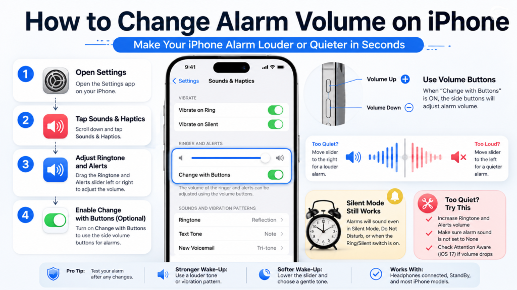 How to change alarm volume on iPhone