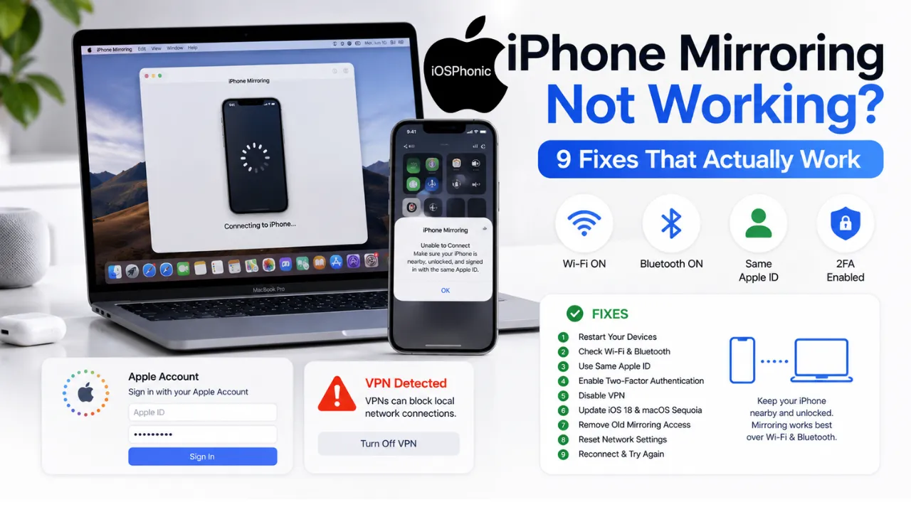 iphone mirroring not working